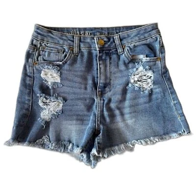 Vanilla Star Shorts SZ 26/3 High Rise Shortie Blue Distressed Medium Wash Denim - Image 1 of 4