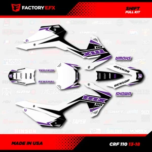 White & Purple Crf110 Shift Racing Graphics kit fits Honda 2013-2018 decal 13-18 - Picture 1 of 2