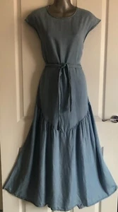 New Collection Made in Italy blue denim Tencel long maxi dress size M,New - Picture 1 of 7