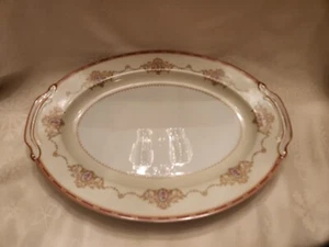 Noritake Nippon Toki Kaisha Large Oval Serving Platter 16" Cream Red 1947  - Picture 1 of 7
