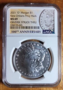 2021 NGC MS69 Mint Error Morgan Silver Dollar O Privy Mark OBV Stuck Thru Visibl - Picture 1 of 6
