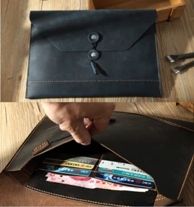 Carpeta de archivos bolsillo cuero vaca bolso mensajero maletín bolsa hecho a mano azul z727 - Imagen 1 de 2