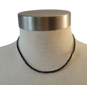 Black Rhinestone Necklace Delicate Small Size Stones Formal Prom Wedding - Picture 1 of 7