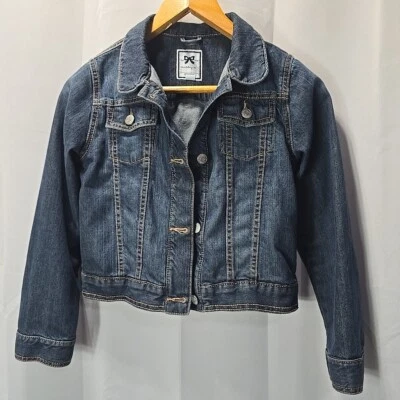 Gymboree Girls 10-12 Jean Jacket Button Up Dark Wash LS Pockets - Image 1 of 4