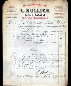 PARIS (III°) CHEMINEE TRIMS ""BECQUET / GARAULT / BULLIER SUCC"" in 1890