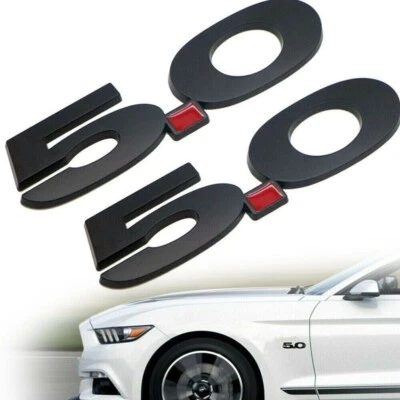 1 Pairs Matte Black 5.0 Badge For 2015-2020 Mustang GT Right Left Fender Emblem - Image 1 of 3