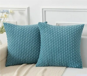 2- Kevin Textile Throw Pillow Covers Soft Corduroy Decorative Boho Striped MC - Picture 1 of 4