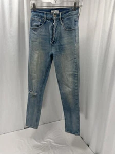 Del Ra Women's Jeans Size 5/27 Button fly Straight Leg Denim Distressed Ankle - Picture 1 of 15