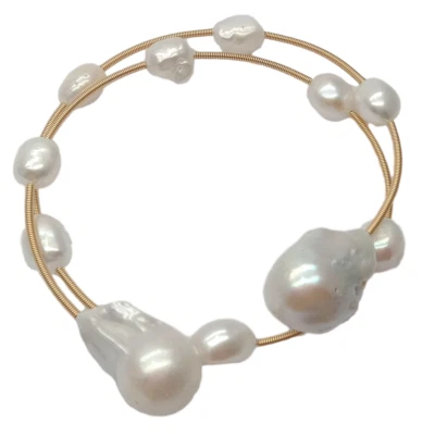 Pulsera ajustable blanca barroca perla de agua dulce perla Keshi Foto 1 de 4