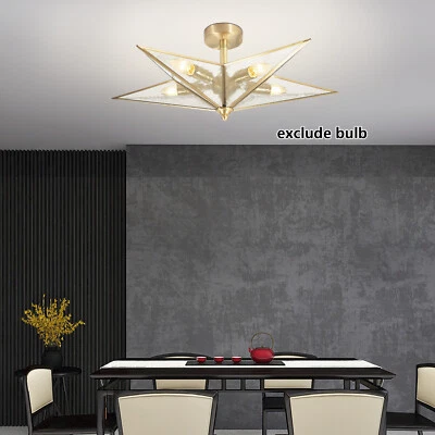 Modern Chandelier Metal LED Pendant Lamp Gold 5Light Glass Ceiling Light Fixture - Image 1 of 4