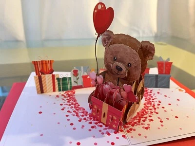 Pop up 3D cute bear and present card - perfect for a Wedding Anniversary - Image 1 of 2