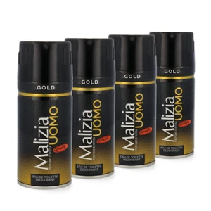 MALIZIA UOMO GOLD deo 4x 150ml würziges männer deodorant mit feinen Holznoten