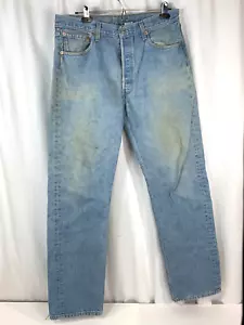Vintage Levi’s 501 Jeans Straight Fit Wash Blue Denim Pants 90s 501xx 34X34 - Picture 1 of 11