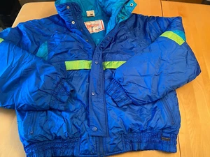 VINTAGE EDELWEISS BLAU GRÜN WINTER SKI JACKE MANTEL HERREN XL - Bild 1 von 10