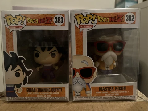 Funko pop Gohan Training Outfit 383 and Master Roshi 382 Dragon Ball Z Set JDM Cover