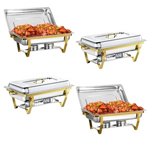Gold Chafing Dishes für Buffet 4er Pack, 8 Quart hochwertiges Chafing Dish Buffet Set - Bild 1 von 8