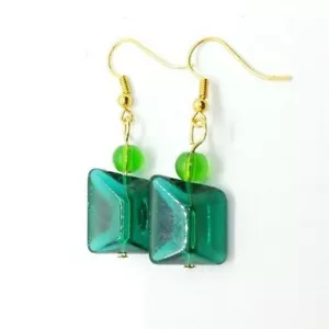 Aqua Sea Green Sterling Silver Glass Earrings Crystal Jewellery - Picture 1 of 1
