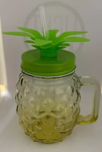 Pineapple Cocktail Glass Kids Juice Cup with Straw Pineapple Shaped Screw On Lid - Picture 1 of 5