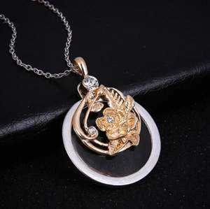 Hollow Carved Flower Magnifying Glass Pendant Link Chain Necklace Gift Magnifier - Picture 1 of 7