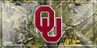 OKLAHOMA SOONERS ETIQUETA COCHE CAMIÓN LICENCIA CAMUFLAJE PLACA METAL LETRERO UNIVERSIDAD DE  Foto 1 de 4