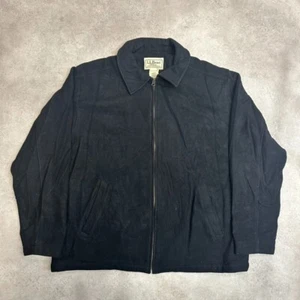 L.L Bean Harrington Jacket Mens XL Vintage Wool Full Zip Coat Black - Picture 1 of 11