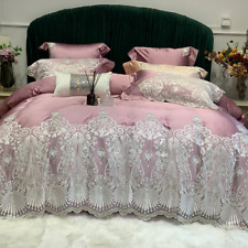 High Precision Brocade Cotton Luxury Princess Wedding Lace Bedding Set Cover Set