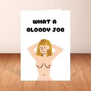 New Boobs Card Funny Boob Job Card What A Bloody Job For Girlfriend Wife Partner - Picture 1 of 7