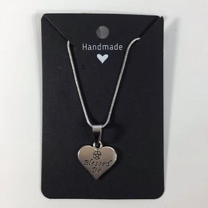Blessed Be Heart Necklace .925 Silver 18” Chain Pagan Wiccan Handmade Jewelry - Afbeelding 1 van 2