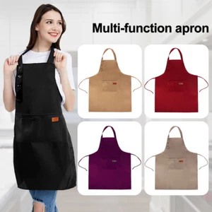 Delantal de cocina impermeable resistente a las manchas con 2 bolsillos delantal de cocina ajustable - Imagen 1 de 30