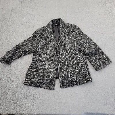 Kasper Blazer Womens 16 Black Performance Heather Button Long Sleeve - Изображение 1 из 4