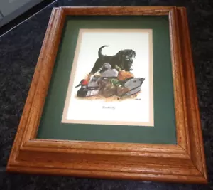 WHEATHERBY LABRADOR PUP & DECOYS - PHILIP CROWE- OAK FRAME & MATTED - Picture 1 of 7