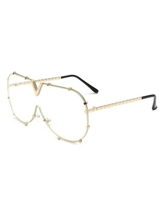 Gafas de sol de gran tamaño de moda para mujer - Gafas de sol estilo aviador de lujo Foto 1 de 4