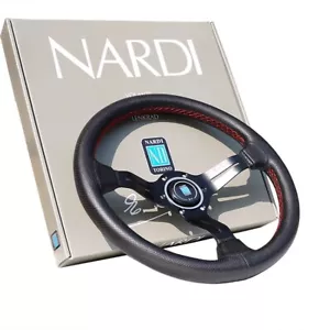 330mm Nardi 13inch Black Perforated Leather Racing Drift Sport Steering Wheel - Picture 1 of 5