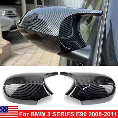 Carbon Black M3 Style Mirror Cover Fits BMW E90 E91 LCI 328i 335i 2010 2009~2011 - Imagem 1 de 4