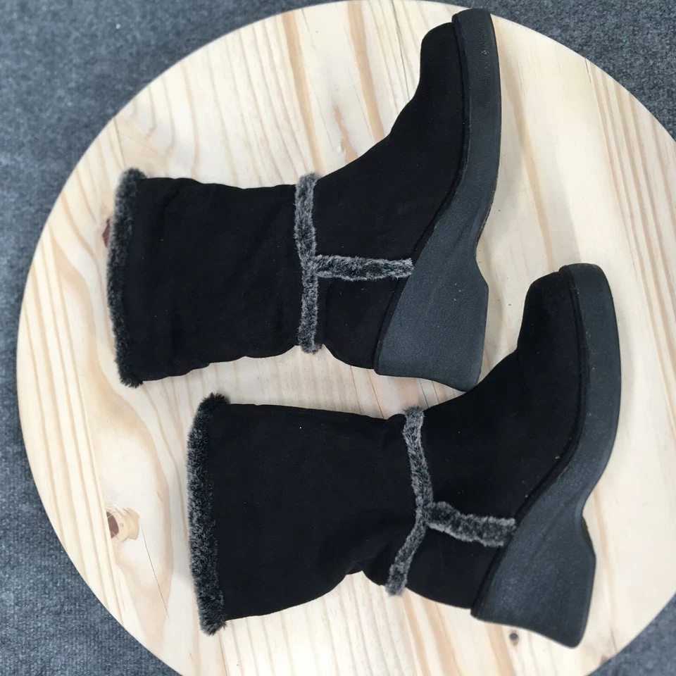 Botas de neve femininas de inverno 9 camurça preta sem limites cunha pele sintética - Imagem 1 de 4