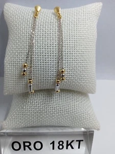 Orecchini oro bianco e giallo 750 18 carati lunghi con palline grammi 2,5 +225 - Foto 1 di 5