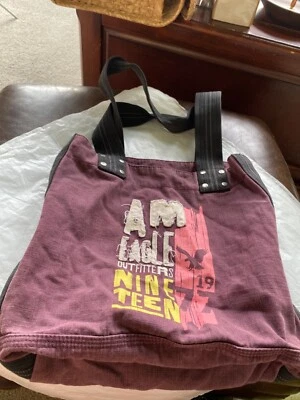 American Eagle Outfitters AEO Tote Bag. Two strap. Pockets. Logo. Burgundy - Image 1 of 4