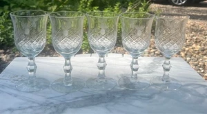 Juego de 5 copas de champán de vino grabadas con piña de cristal vintage - Imagen 1 de 2