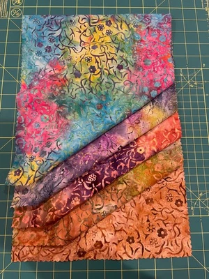 Batik Sample Card - 100% cotton - 5 fabrics - 11"w x  17"l -#204 - Image 1 of 2