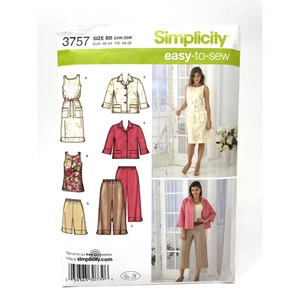 Simplicity 3757 Capri Pants Shorts Dress Tunic Belt Jacket Plus Sz 20-28 NEW - Picture 1 of 2