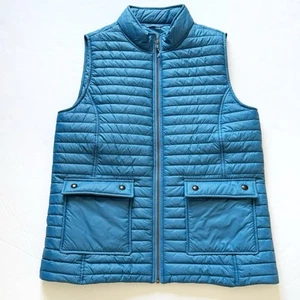 Vineyard Vines Quilted Puffer Vest Womens Medium Blue Full Zip Packable Pockets - Picture 1 of 11