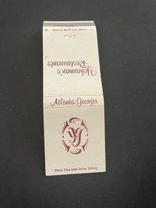 Vintage Georgia Matchbook “Yohannan’s Restaurant” Atlanta - Picture 1 of 2