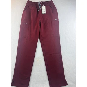 FIGS Yola High Waisted Petite Scrub Pants Burgundy Red XS New with Tags - Picture 1 of 9