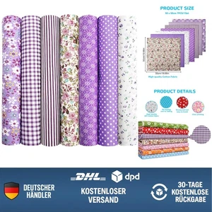 Baumwollstoff Set 7 Teile 50x50cm Stoffe zum Nähen Patchwork Quilten Basteln ... - Bild 1 von 11