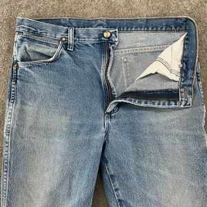 Wrangler 936GBK Jeans Mens 34x34 Blue Denim Dark Wash Cowboy Cut Straight Leg - Picture 1 of 10