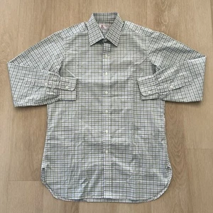 Turnbull & Asser Shirt Men’s L Green Check Tailored Fit Button Down Long Sleeve - Picture 1 of 8