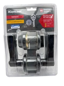 Kwikset Hollis gleichschließend Eingangstürhebel Einzylinder Riegel schwarz 96900-428 - Bild 1 von 7