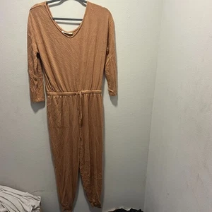 Serra Damen Pullover Langarm V-Ausschnitt Einteiler weich Jumpsuit braun Gr. M - Bild 1 von 6