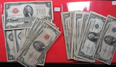 Лот недвижимости - $109 лицо серебряные сертификаты и красная печать банкноты. Circ. (1225087) - Изображение 1 из 4