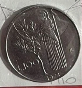 P110 Moneta Coin Repubblica Italiana 100 Lire 1972 Minerva I° tipo - Picture 1 of 1
